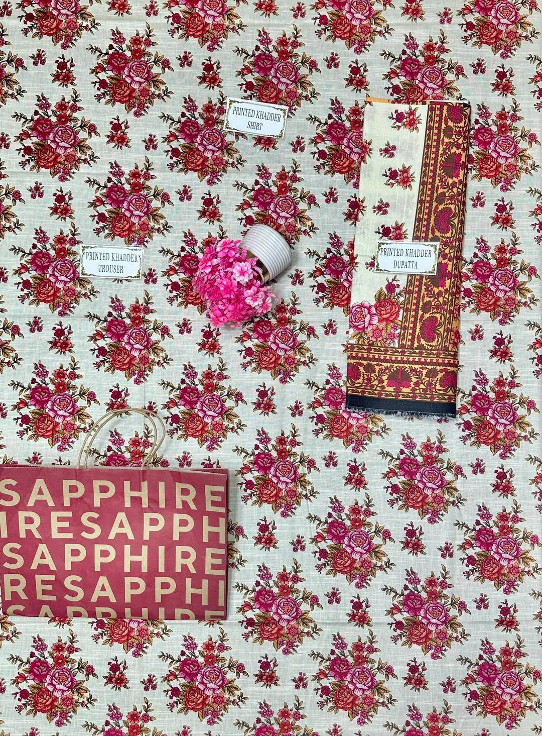 3 Pcs Women's Unstitched Printed Suit