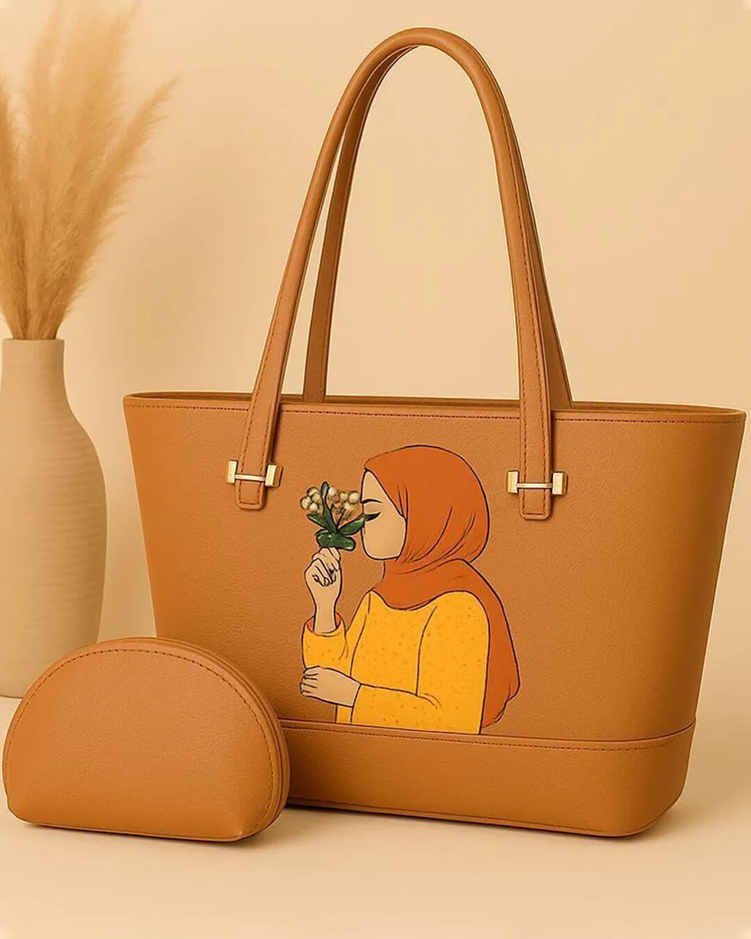 Women's PU Leather Printed Hand Bag Set