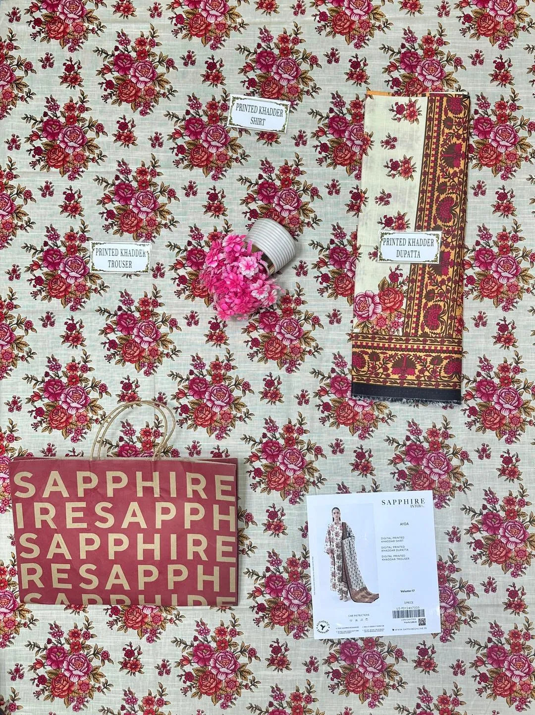 3 Pcs Women's Unstitched Printed Suit