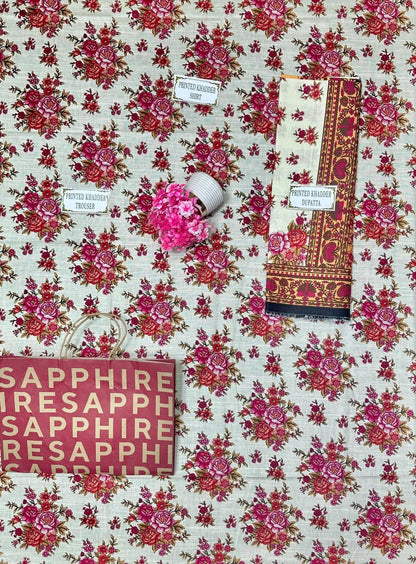 3 Pcs Women's Unstitched Printed Suit