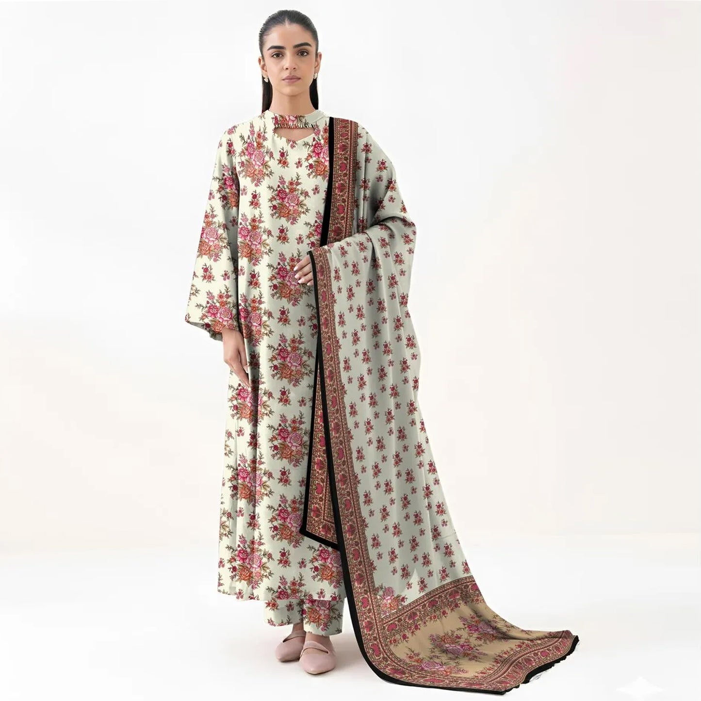 3 Pcs Women's Unstitched Printed Suit