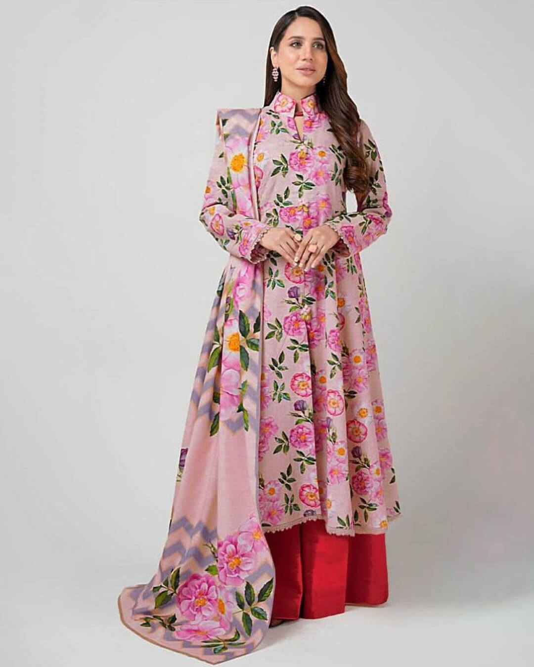 3 Pcs Women's Unstitched Viscose Printed Suit