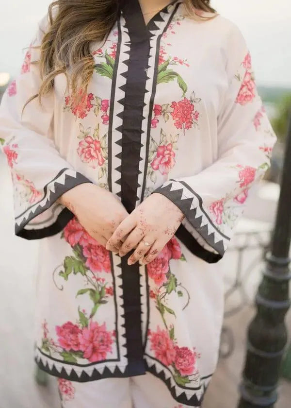 2 Pcs Women's Stitched Swiss Lawn Printed Co-Ord Set