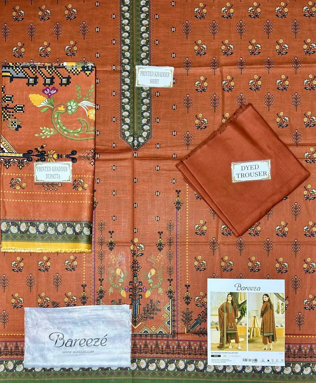 3 Pcs Women's Unstitched Printed Suit