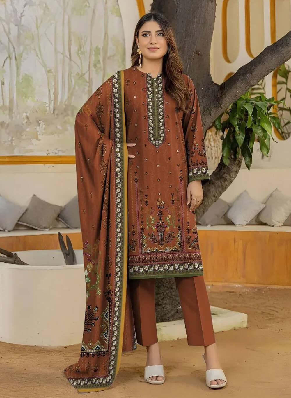 3 Pcs Women's Unstitched Printed Suit