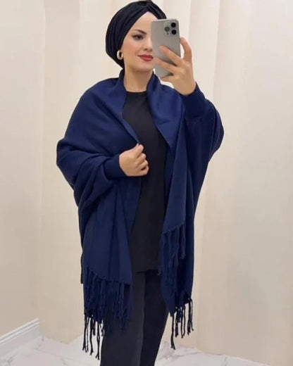 Women's Fleece Plain Cape Shawl