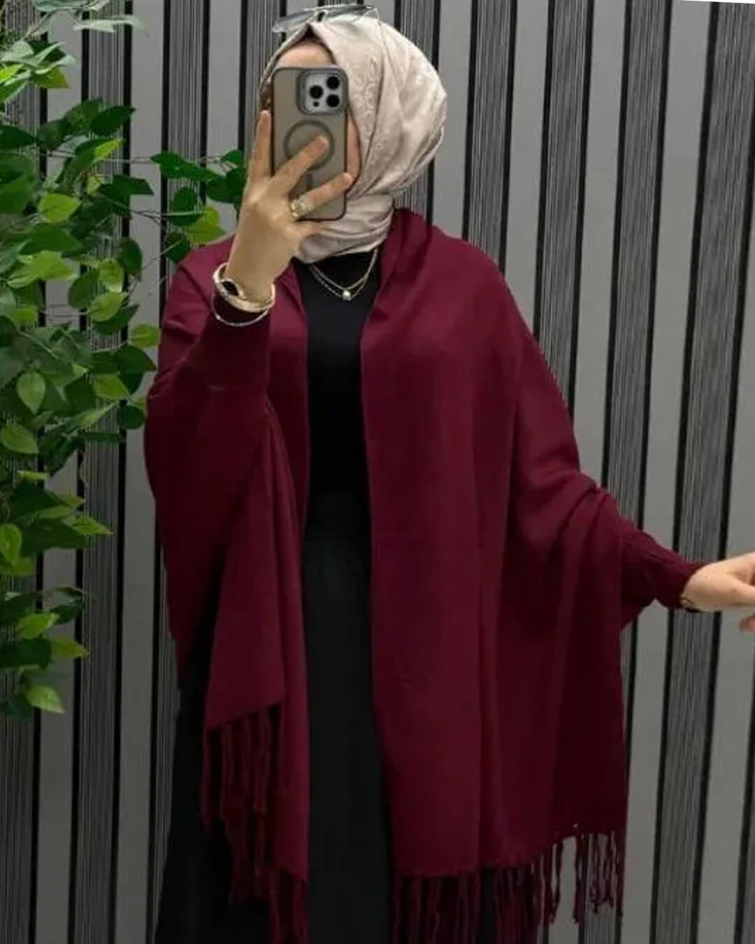 Women's Fleece Plain Cape Shawl