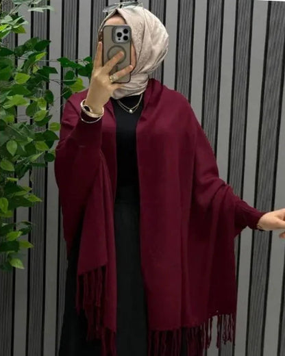 Women's Fleece Plain Cape Shawl