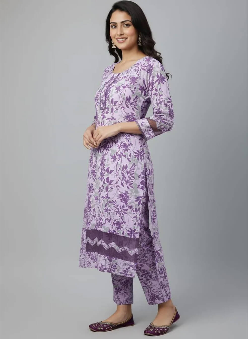 Stylish Women's Stitched Printed Shirt And Trouser Set - 2 Pcs in Crystal Wool