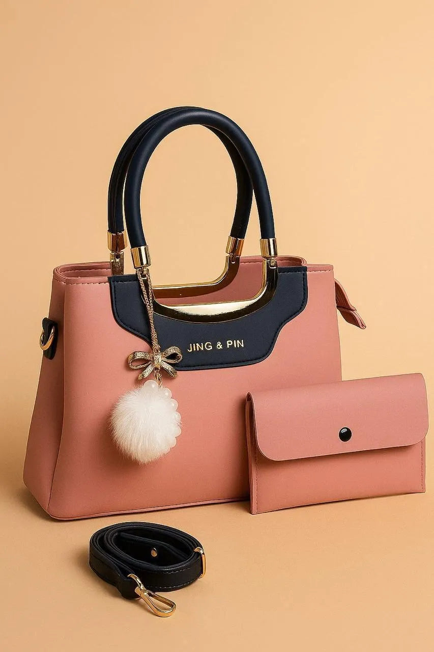 Women's Rexine Plain Hand Bag Set