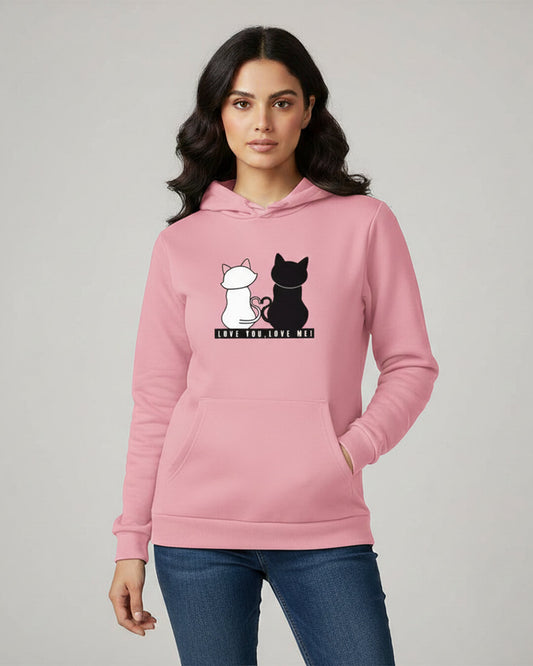 1 Pc Women's Stitched Fleece Printed Pullover Hoodie