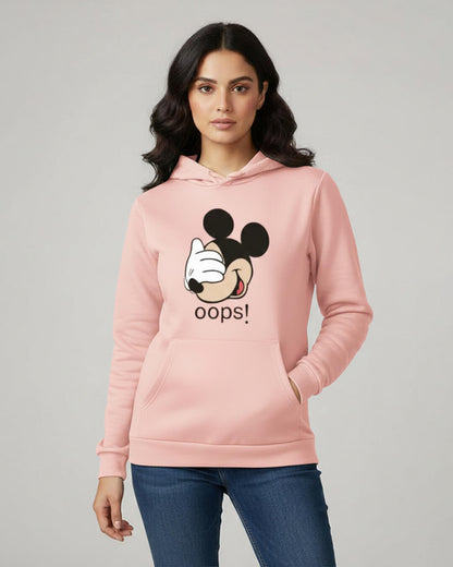 1 Pc Women's Stitched Fleece Printed Pullover Hoodie