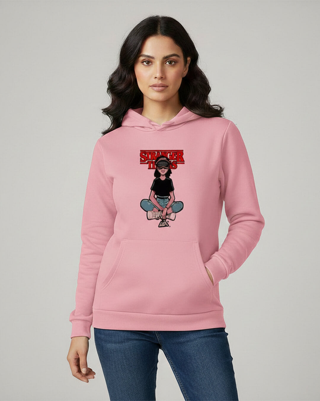 1 Pc Women's Stitched Fleece Printed Pullover Hoodie