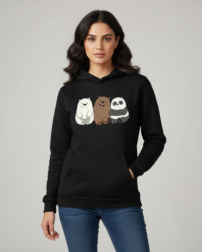 1 Pc Women's Stitched Fleece Printed Pullover Hoodie