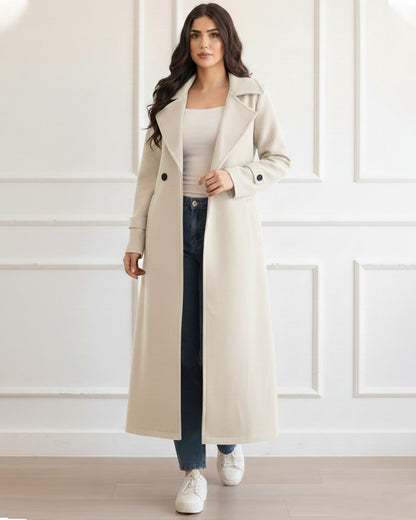 1 Pc Women's Stitched Fleece Plain Fleece Full Length Coat