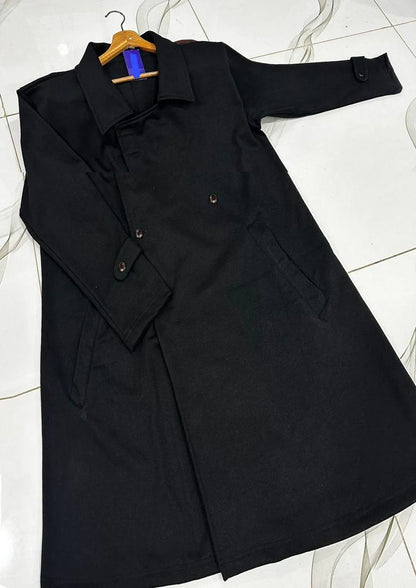 1 Pc Women's Stitched Fleece Plain Fleece Full Length Coat