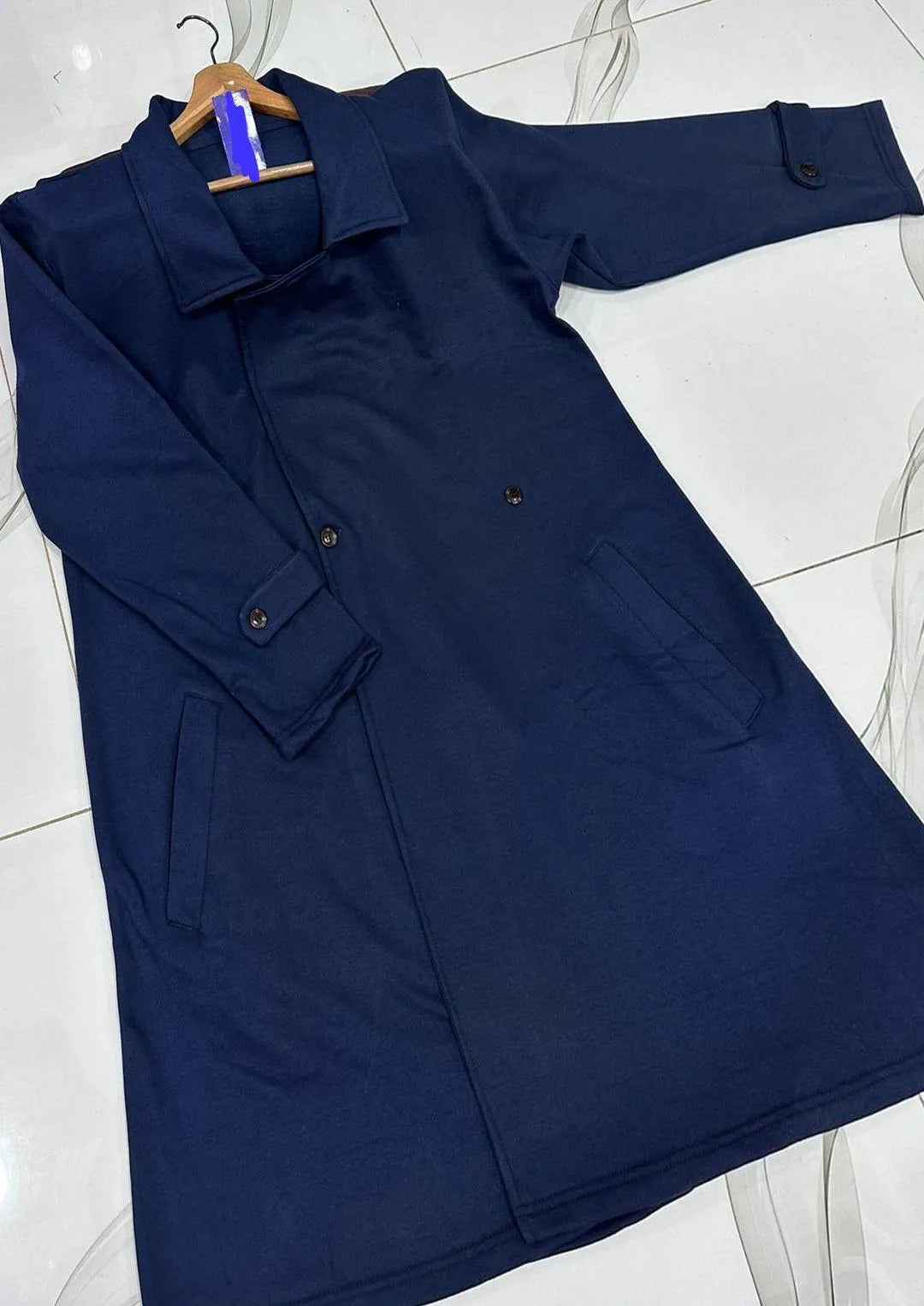 1 Pc Women's Stitched Fleece Plain Fleece Full Length Coat