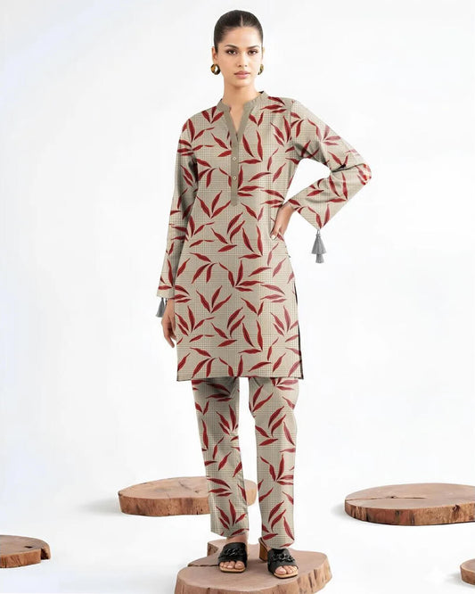 2 Pcs Women's Unstitched Khaddar Printed Suit