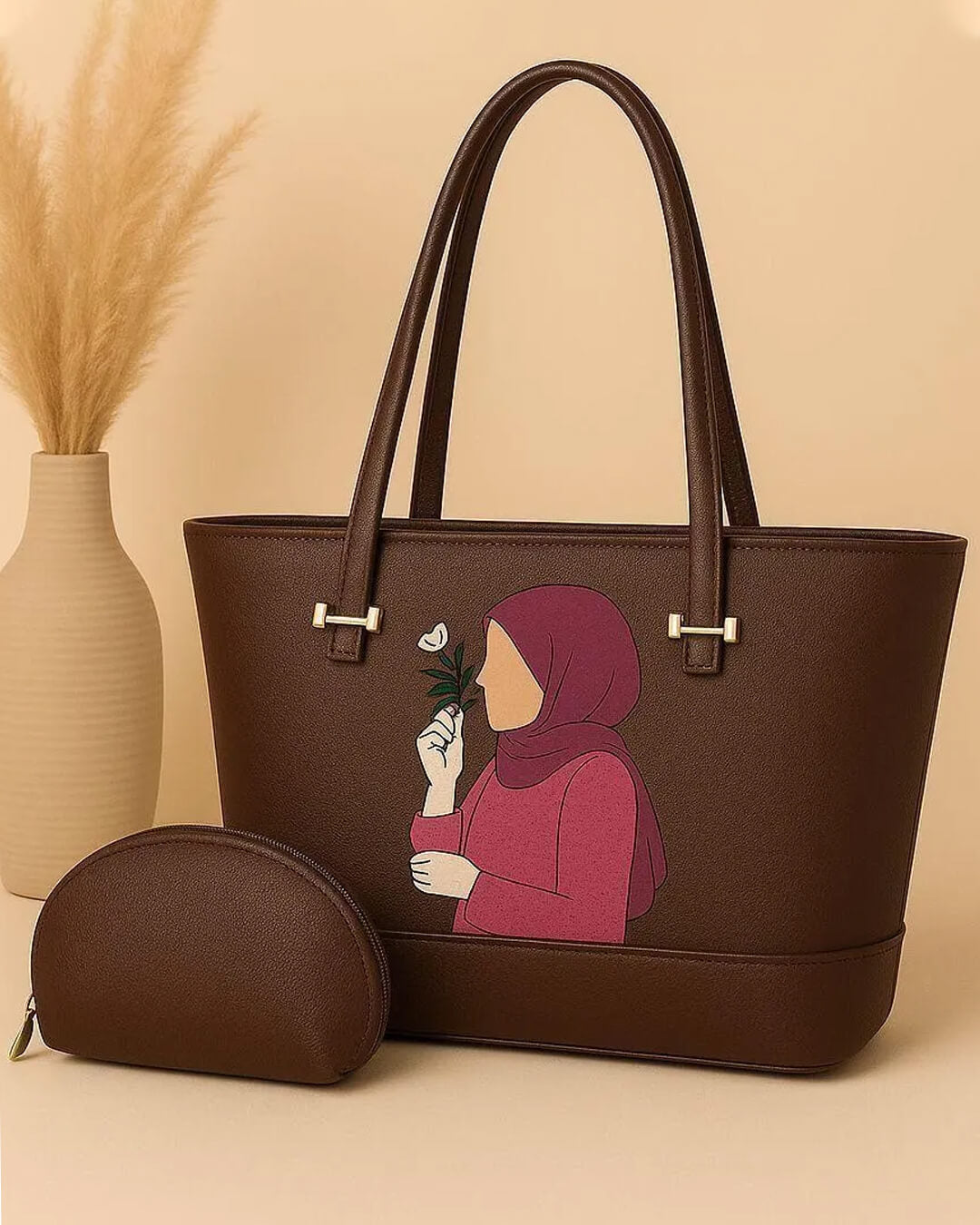 Women's PU Leather Printed Hand Bag Set