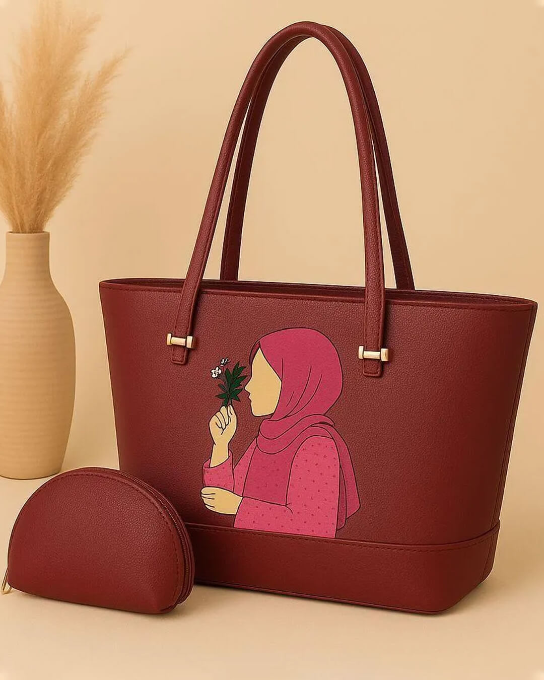 Women's PU Leather Printed Hand Bag Set