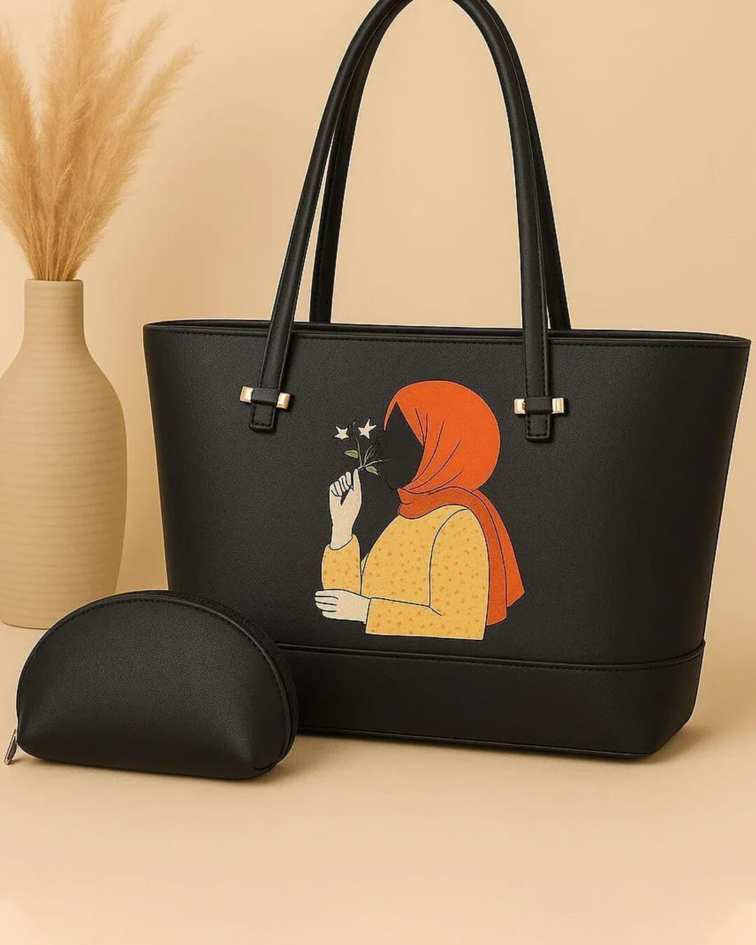 Women's PU Leather Printed Hand Bag Set