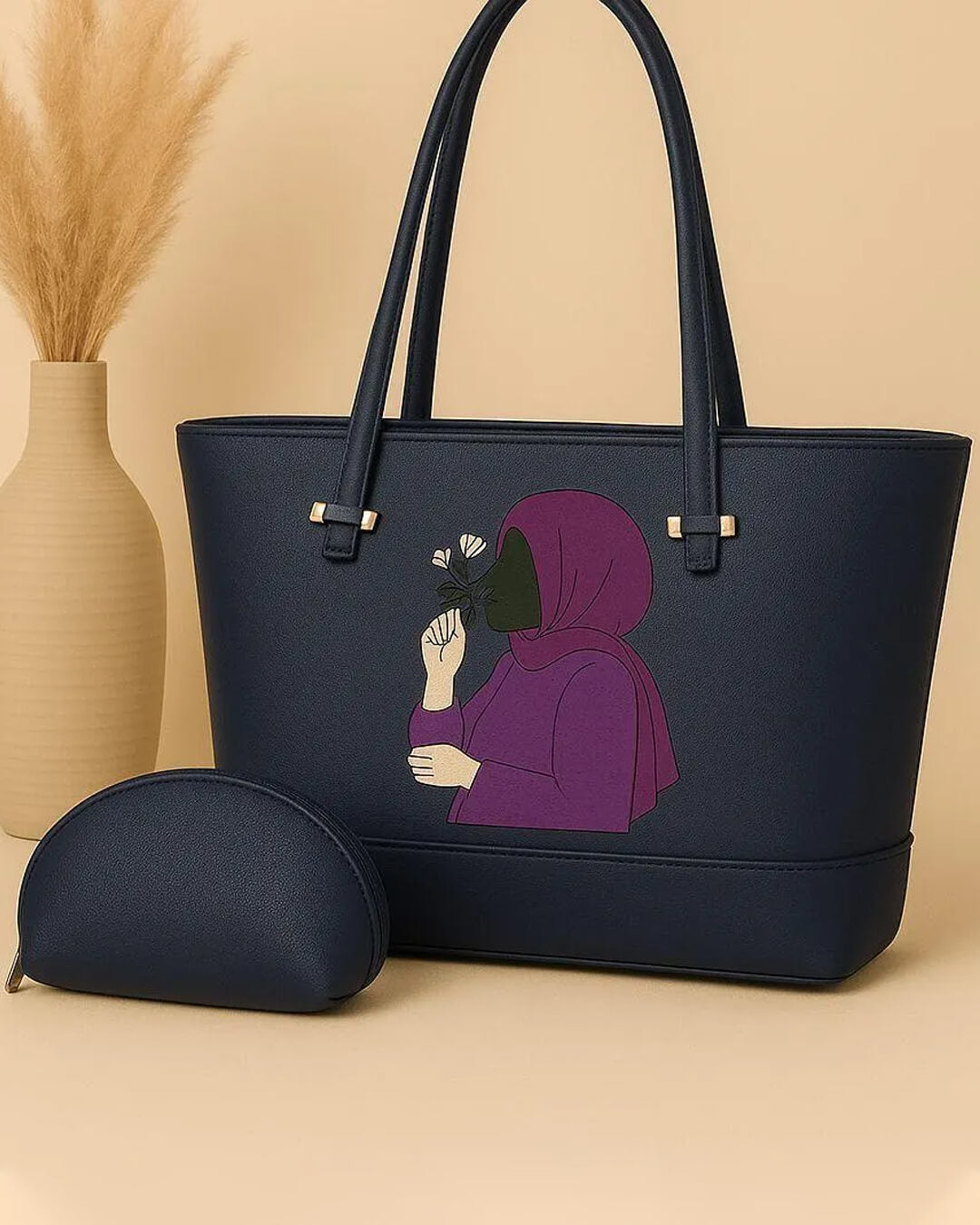 Women's PU Leather Printed Hand Bag Set