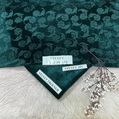 2 Pcs Women's Unstitched Printed velvet Suit