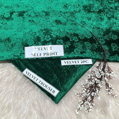 2 Pcs Women's Unstitched Printed velvet Suit