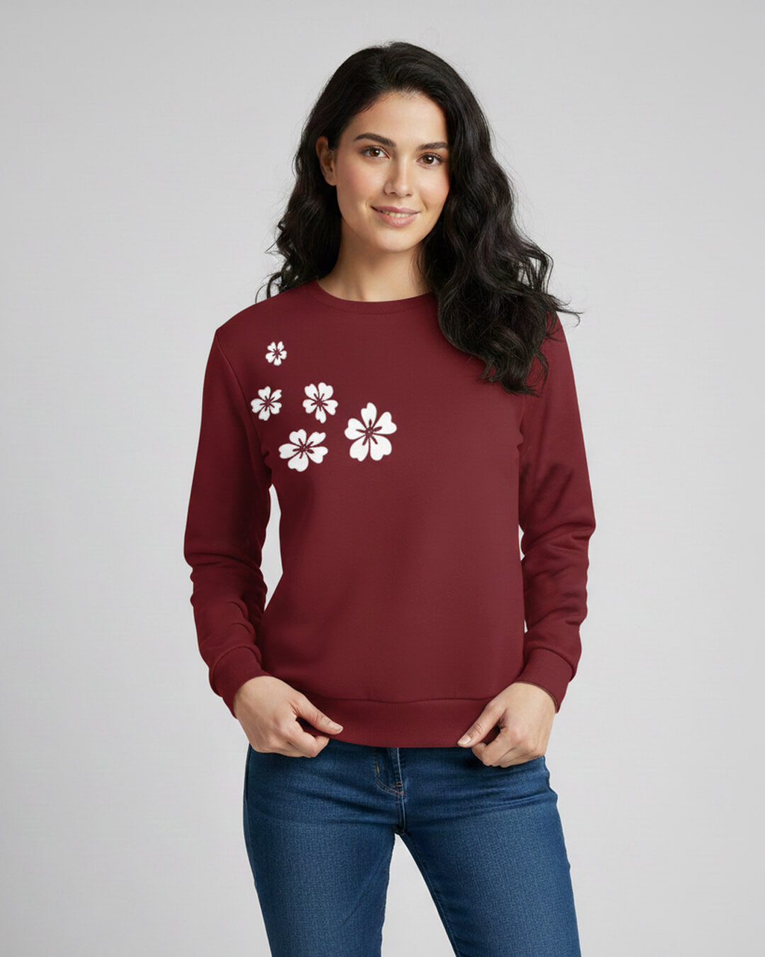 1 Pc Women's Stitched Fleece Printed Sweat Shirt