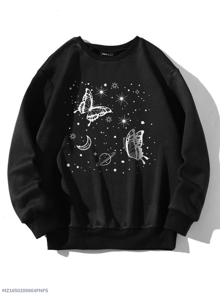 1 Pc Women's Stitched Fleece Printed Sweat Shirt