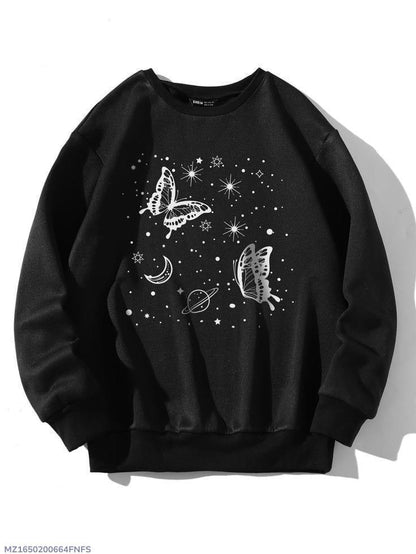 1 Pc Women's Stitched Fleece Printed Sweat Shirt
