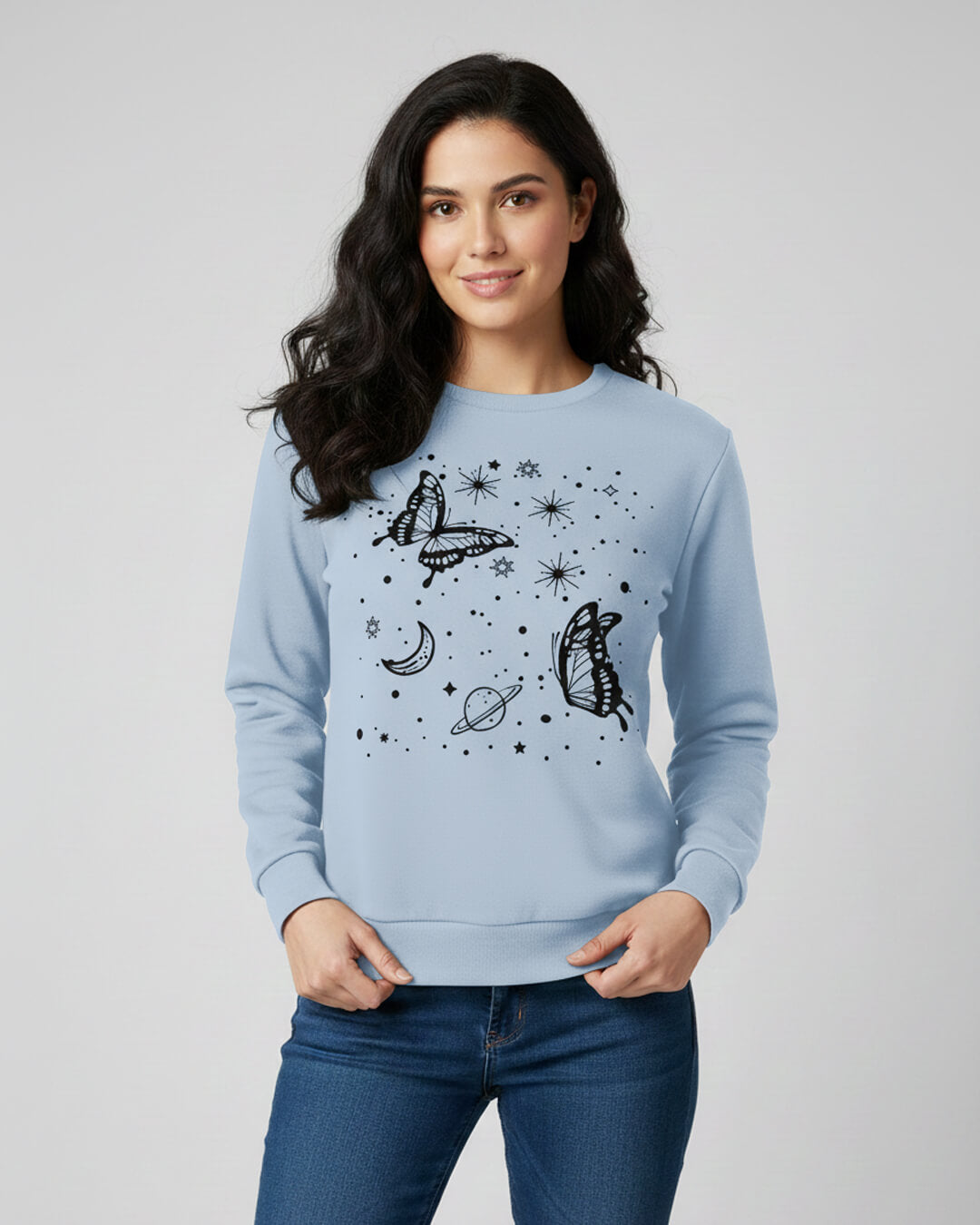 1 Pc Women's Stitched Fleece Printed Sweat Shirt