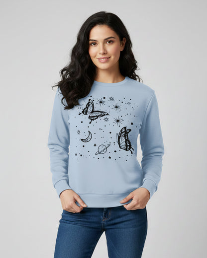 1 Pc Women's Stitched Fleece Printed Sweat Shirt