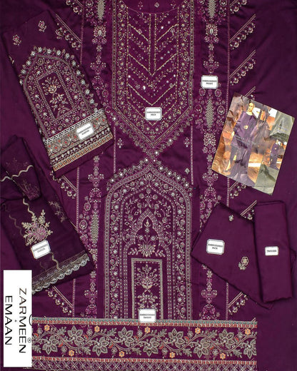 3 Pcs Women's Unstitched Viscose Plain Suit