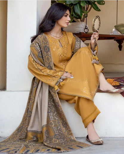 3 Pcs Women's Unstitched Embroidered Suit